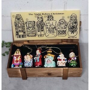 Thomas Pacconi 2004 The Night Before Christmas Blown Glass Ornament Set of 6
